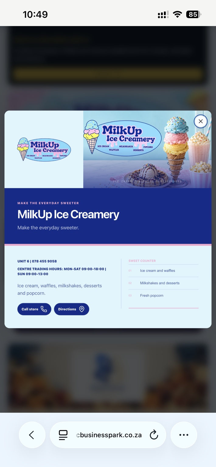 Pacific Business Park MilkUp listing